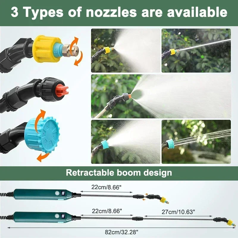 2400mAh High Pressure Electric Garden Sprayer Rechargeable Portable with 3 Adjustable Nozzles for Lawn Plants Irrigation Peaceful Pleasures Health and Wellness