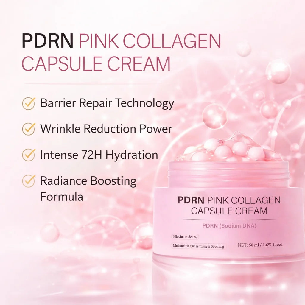 PDRN Pink Collagen Capsule Cream, Lightweight Moisturizing Cream, Niacinamide for Uneven Skin Tone and Texture, Glow Hydration Peaceful Pleasures Health and Wellness