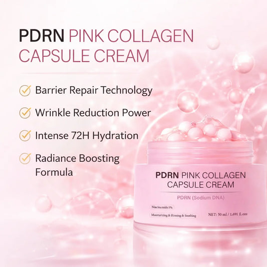 PDRN Pink Collagen Capsule Cream, Lightweight Moisturizing Cream, Niacinamide for Uneven Skin Tone and Texture, Glow Hydration Peaceful Pleasures Health and Wellness