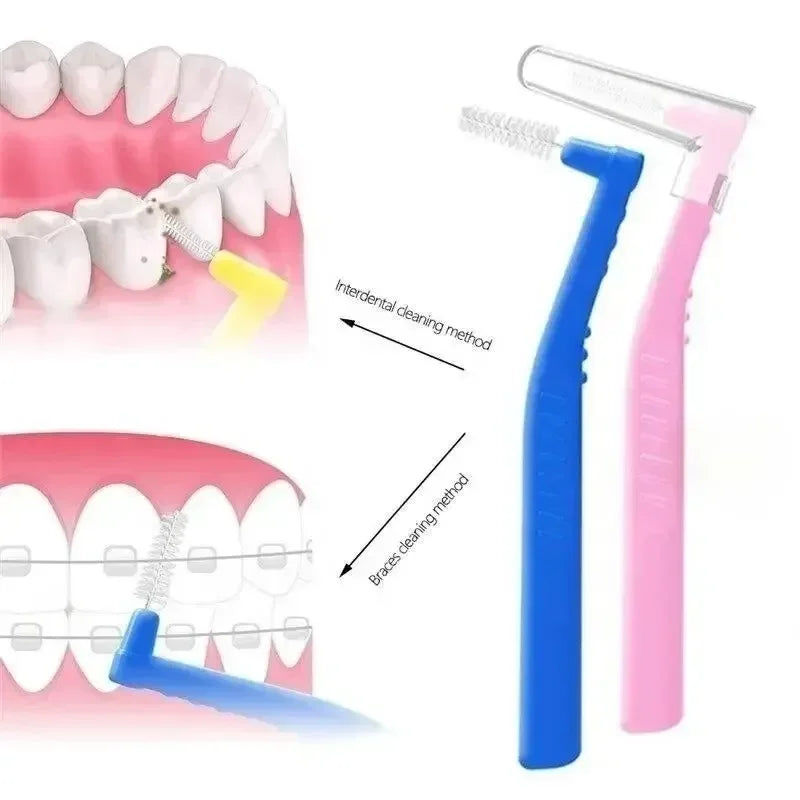 5pcs L-shaped Orthodontics Braces Interdental Brush Clean Between Teeth Mini Toothbrush Inter Dental Cleaning Travel Portable Peaceful Pleasures Health and Wellness