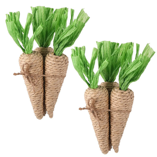 Easter Artificial Foam Jute Carrots | Farmhouse Bunny Decor Easter Decorations Peaceful Pleasures Health and Wellness 6pcs