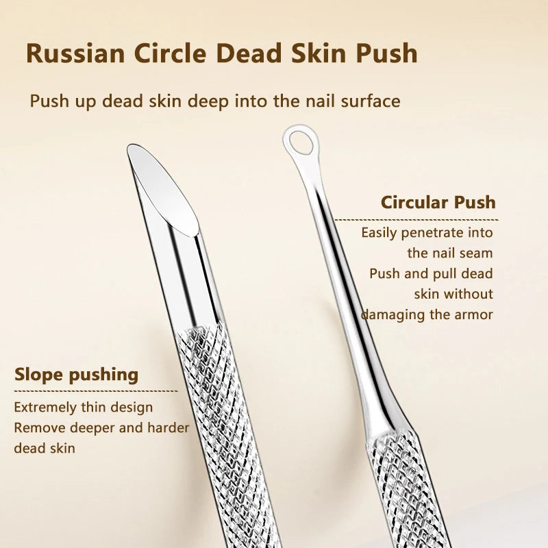 Stainless Steel Double-Headed Cuticle Pusher & Nail Tool