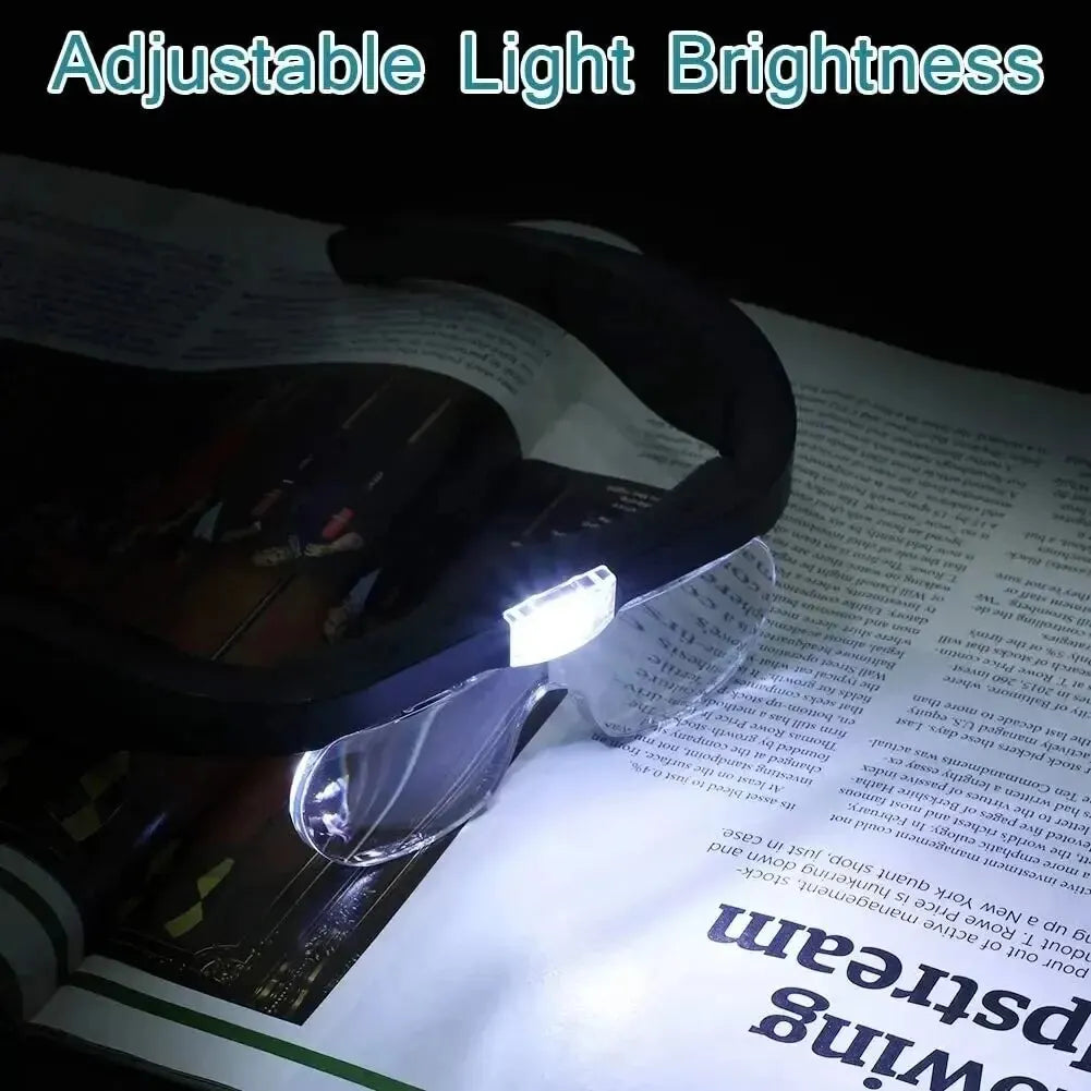 Head-mounted Magnifying Glasses With 2 LED Light For Reading Watchmaker Repair USB Rechargeable Magnifier 1.5X 2.5X 3.5X 5.0X Peaceful Pleasures Health and Wellness