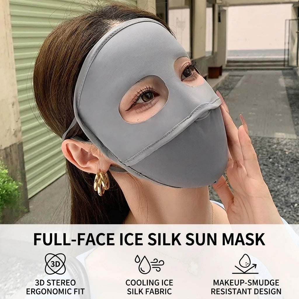 Women's Ice Silk Full Face UV Protect Mask 3D Fit Summer Breathable UPF50+ Peaceful Pleasures Health and Wellness
