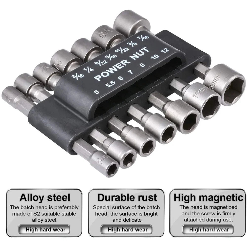 Hex Nut Driver Socket Set 9 or 14 Piece | 5–13mm CRV Bits Peaceful Pleasures Health and Wellness