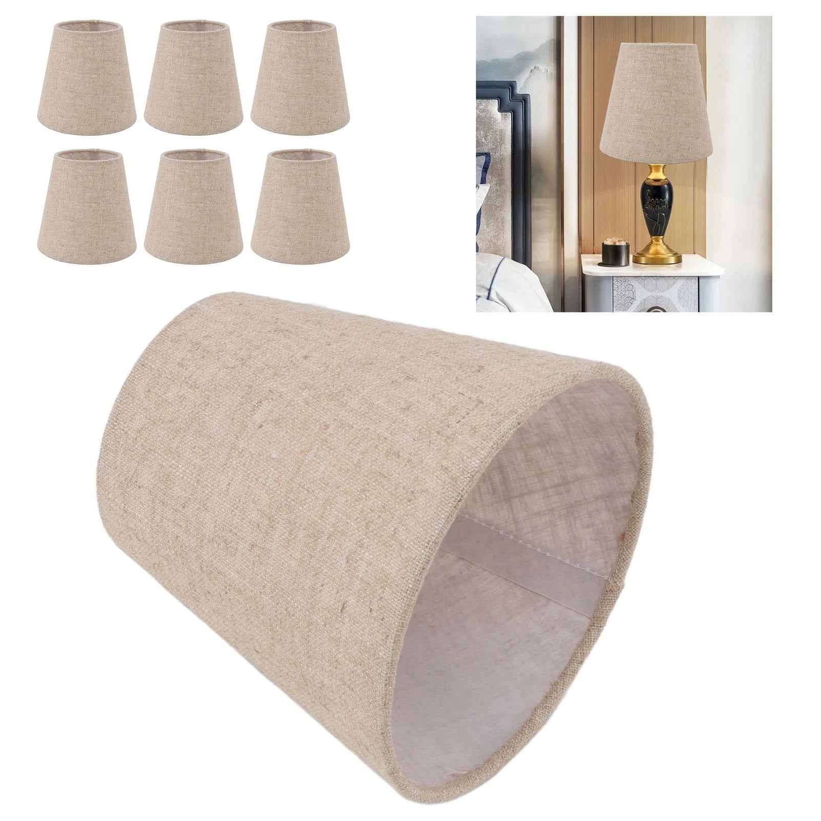 Lamp Shade Small Lamp Shade Clip On Drum Linen Fabric Lampshade for Candle Bulbs Lighting Accessories Lighting Accessories Peaceful Pleasures Health and Wellness