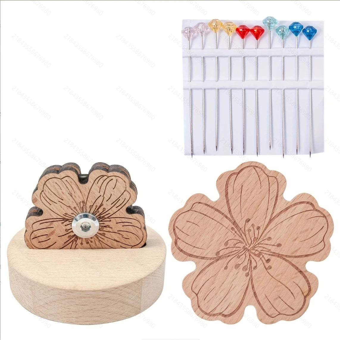 1x Flower Shape Needle Magnetic Pin Holder + 1x Thread Cutter for Cross Stitch Needlework Embroidery +10pcs Positioning Bead Pin Peaceful Pleasures Health and Wellness army green
