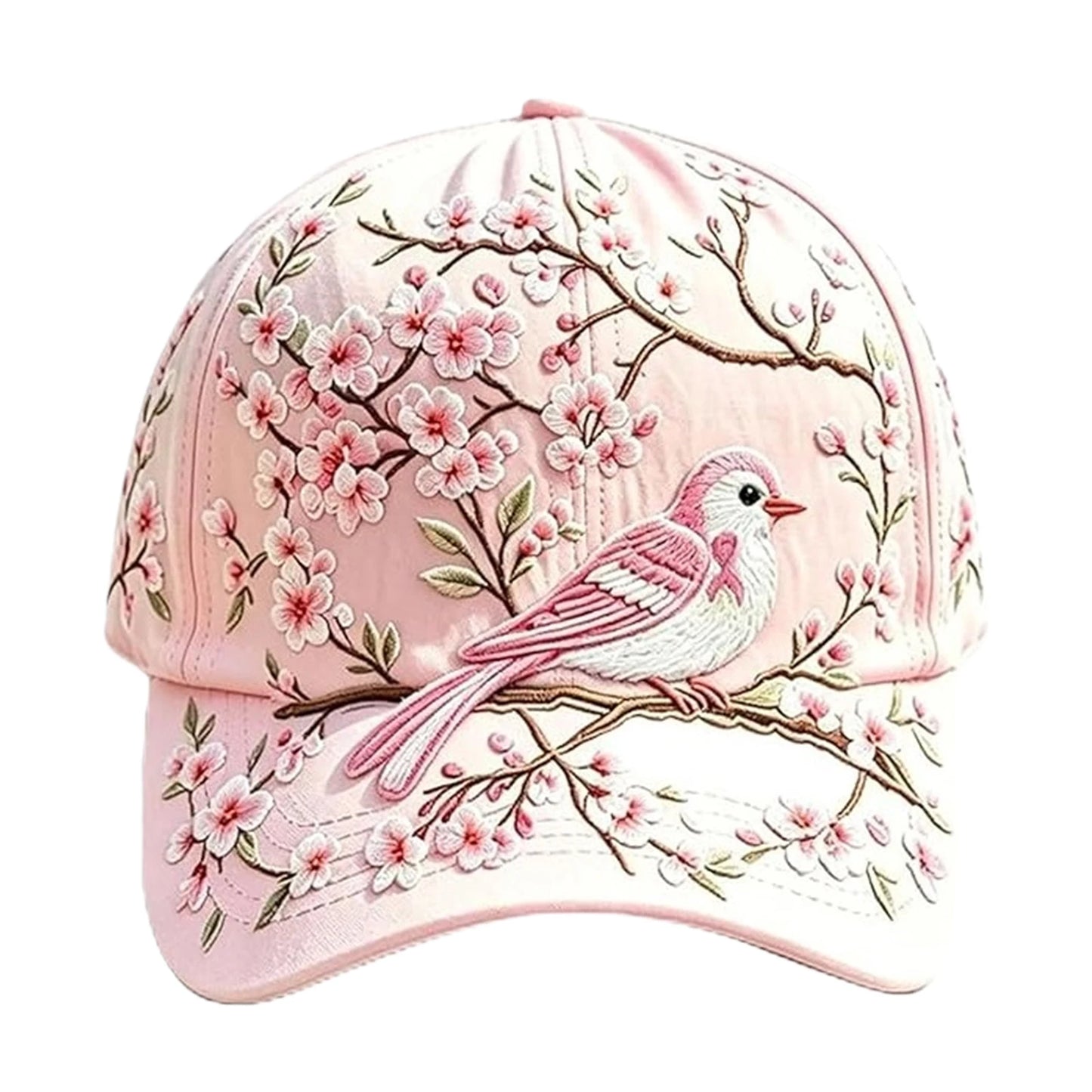 Cotton Animal Pattern Baseball Hat Adjustable Lightweight Casual Sun Hats Breathable for Nature Lover Gardeners Women Peaceful Pleasures Health and Wellness Pink Bird Flower