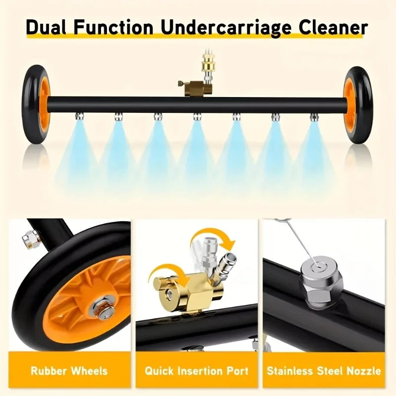Pressure Washer Undercarriage Cleaner & Water Broom – 4 Nozzle Dual Function