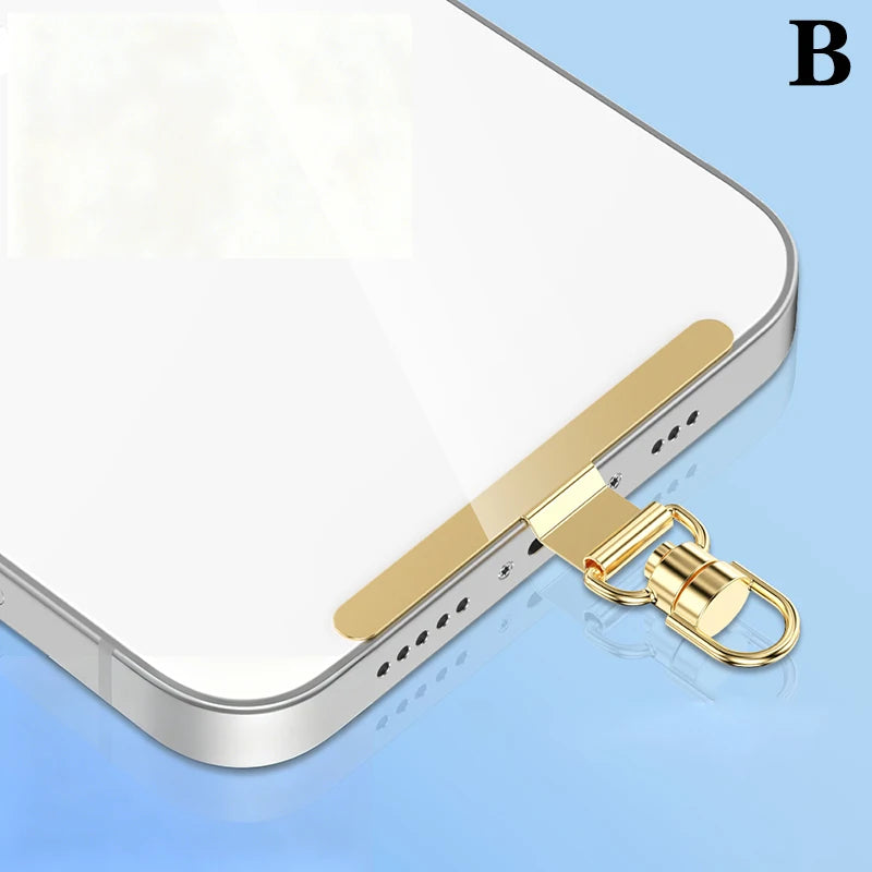 Steel Phone Lanyard Gasket Patch Anti-lost Anti Fall Mobile Phone Rope Card Metal Clip Strap Hang Cord Tab Accessories Peaceful Pleasures Health and Wellness B Gold