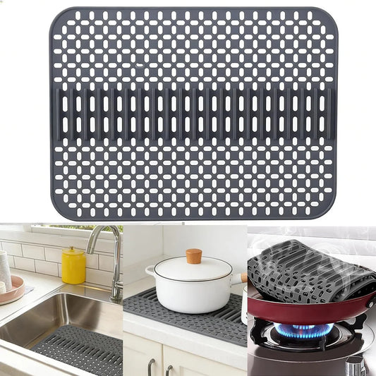 Silicone Sink Mat Protectors for Kitchen 16.9''x 12.5'', Rubber Non-Slip Folding Sink-Protector of Porcelain Sinks Peaceful Pleasures Health and Wellness