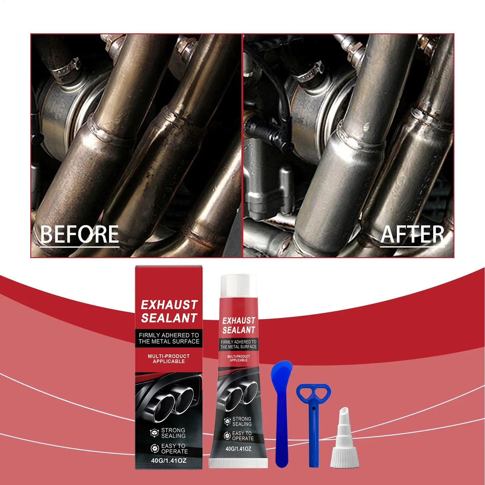 Exhaust Sealant 40g High Temp Leak Proof Paste Muffler Cement Repair Kit for Car Motorcycle Truck RV Pipe Crack Hole Peaceful Pleasures Health and Wellness