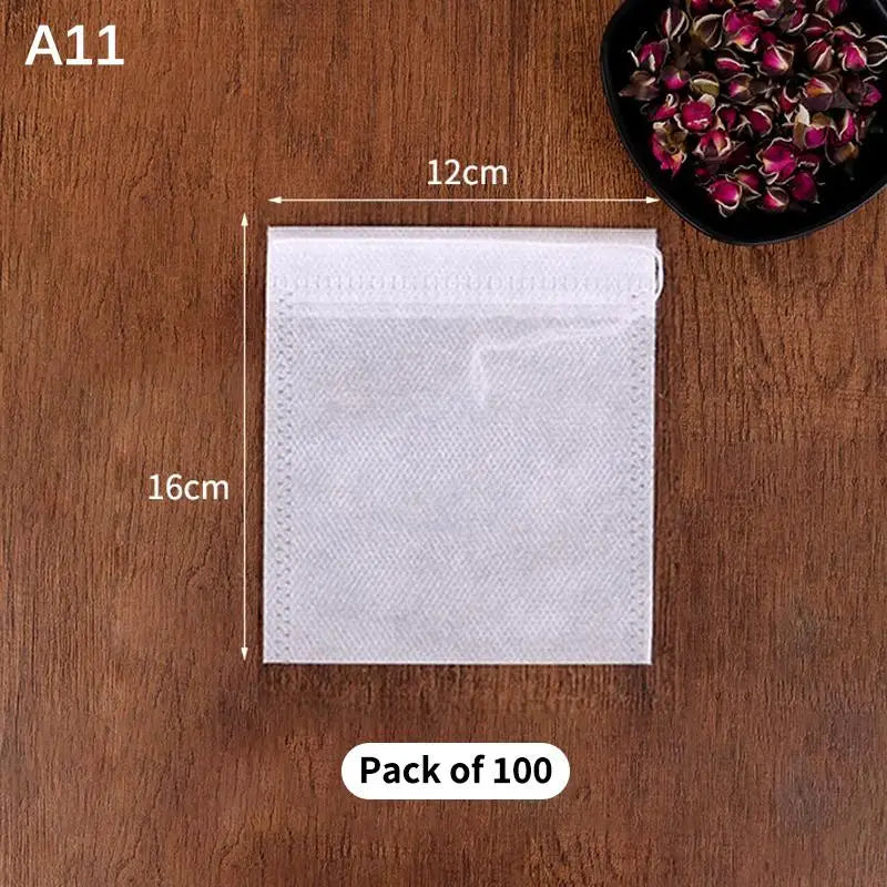100 Disposable Drawstring Tea Bags – Empty Filter Pouches Tea Filter Bags Peaceful Pleasures Health and Wellness A11