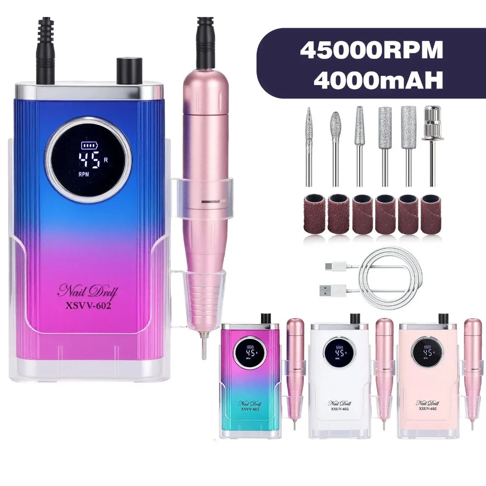 45,000 RPM Rechargeable Electric Nail Drill | Gel Polish Remover