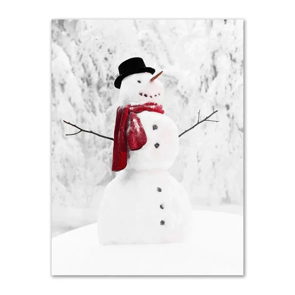 Vintage Christmas Tree Canvas Wall Art | Unframed Holiday Print