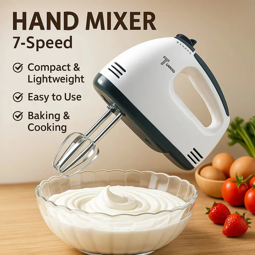 7-Speed Handheld Electric Egg Beater & Cream Mixer Mini