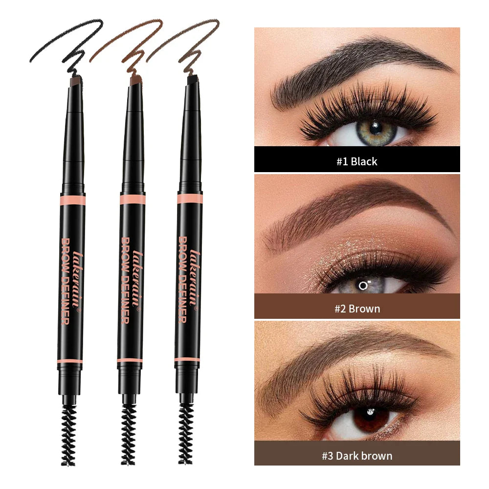 Lakerain 2-in-1 Waterproof Eyebrow Pencil & Brush – 3 Shades
