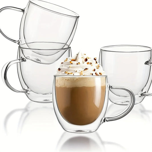 250ml Double-Walled Borosilicate Glass Coffee Mug with Handle Glass Coffee Mug Peaceful Pleasures Health and Wellness