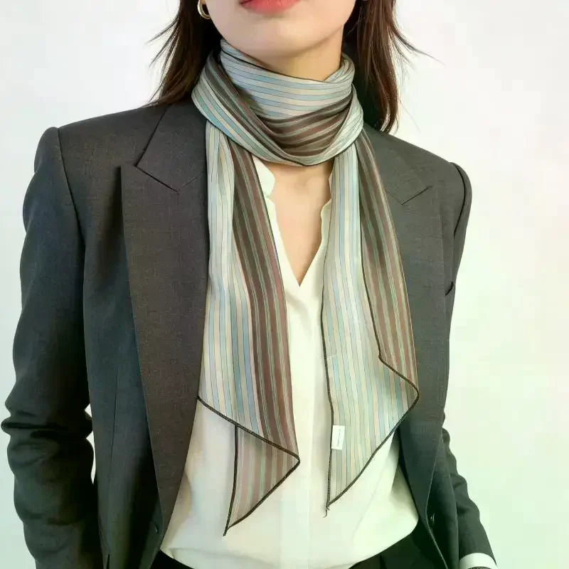 Striped Silk-Blend Scarf – Neck, Head & Hair Accessory for Women