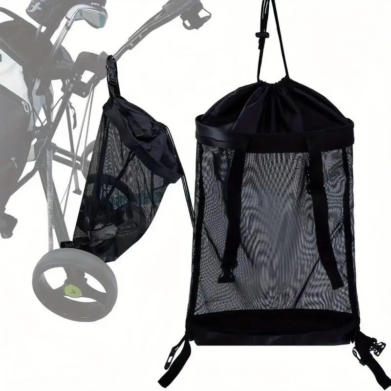Drawstring Golf Cart Storage Net Bag Trolley Attachable Pouches Golf Bags Outdoor Sports Gear Organizer Golf Sundries Containers Peaceful Pleasures Health and Wellness