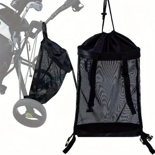 Drawstring Golf Cart Storage Net Bag Trolley Attachable Pouches Golf Bags Outdoor Sports Gear Organizer Golf Sundries Containers Peaceful Pleasures Health and Wellness