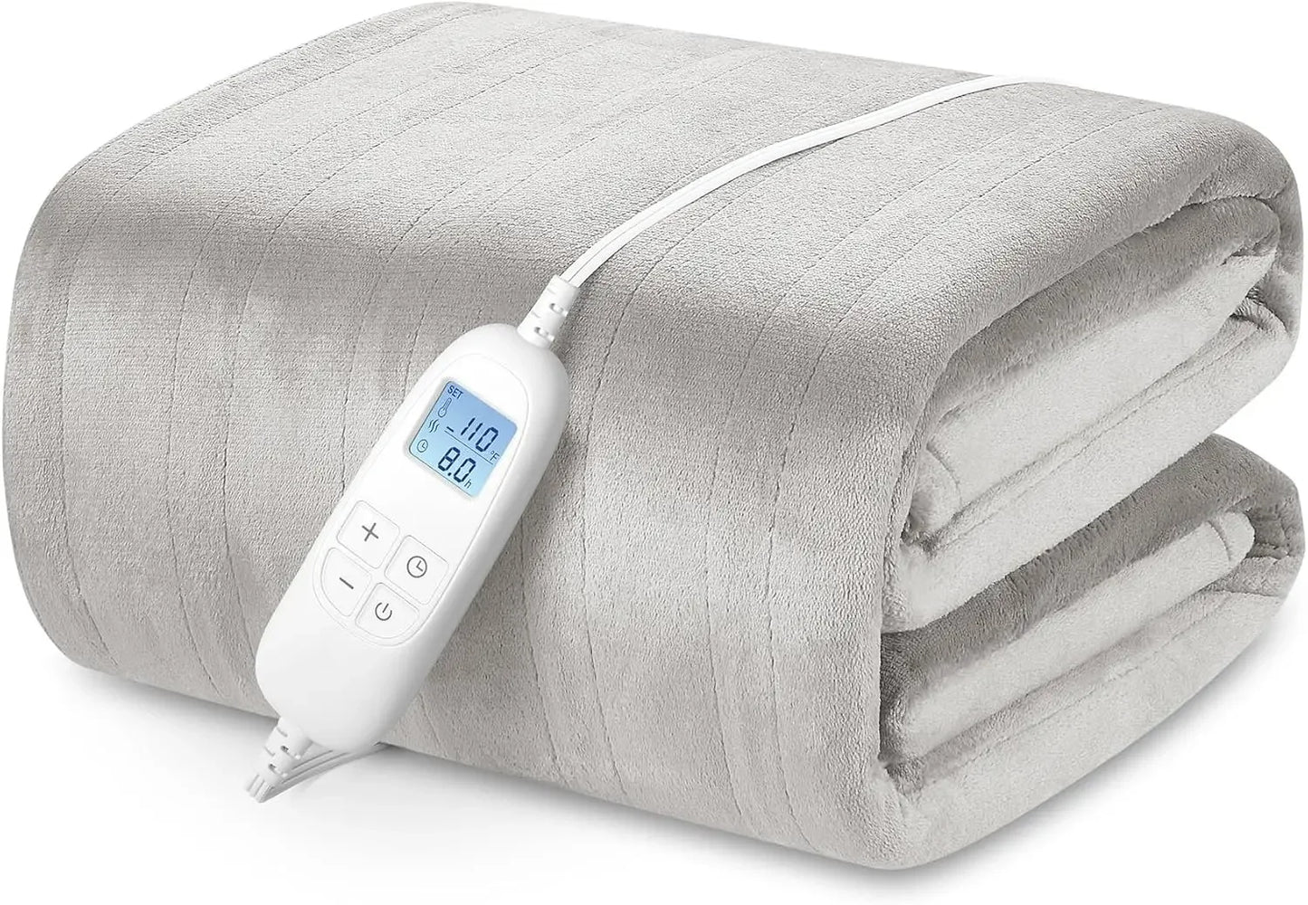 Queen Size Electric Heated Blanket with 6 Heat Levels, Auto Shut-Off, Ultra Soft Flannel, Machine Washable in Warm Gray Peaceful Pleasures Health and Wellness United States