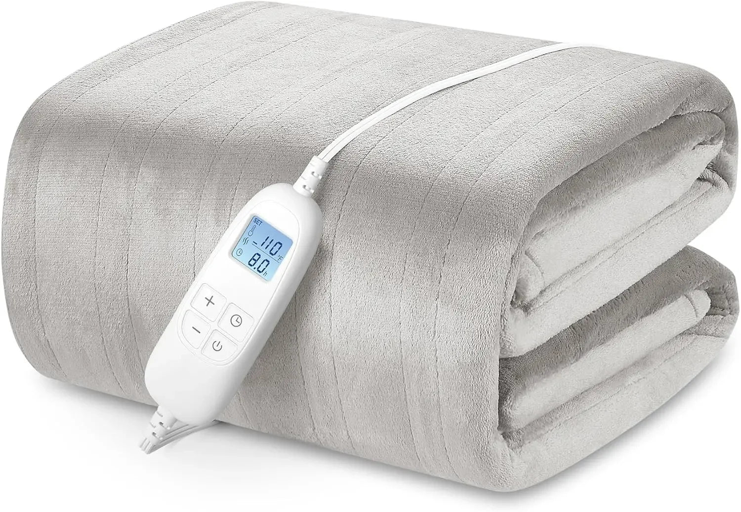 Queen Size Electric Heated Blanket with 6 Heat Levels, Auto Shut-Off, Ultra Soft Flannel, Machine Washable in Warm Gray Peaceful Pleasures Health and Wellness United States