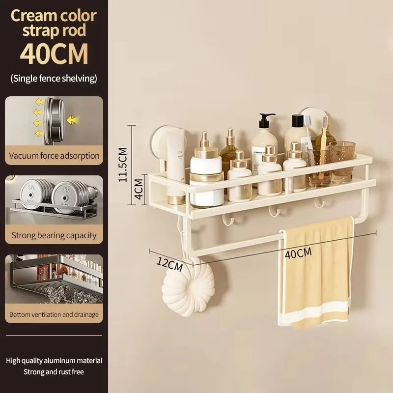 No-Drill Suction Cup Wall Storage Rack | Aluminum Organizer