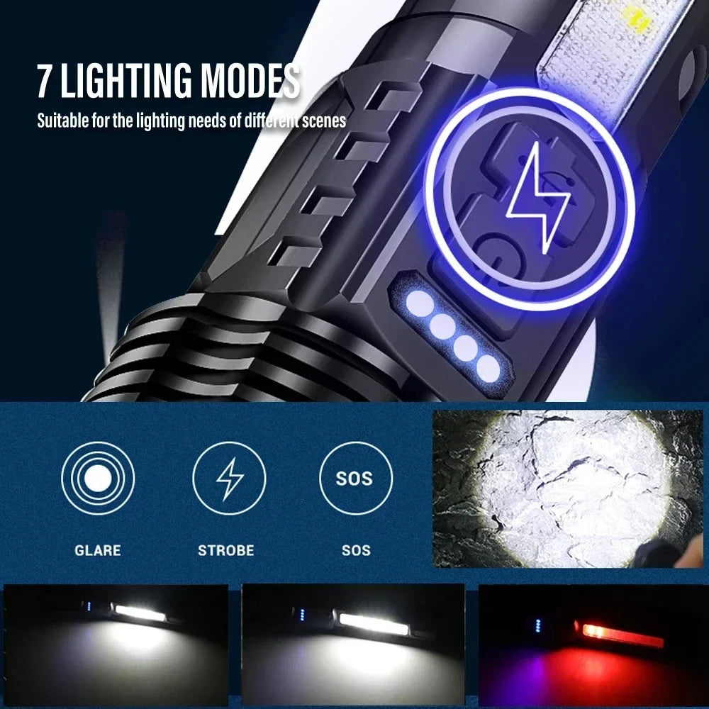 KDULIT LED Tactical Flashlight – 2300 Lumen, Zoom, USB Rechargeable
