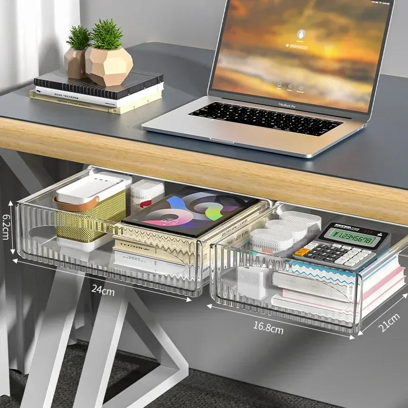 Hidden Self Adhesive Drawer Office Organizer Desk Accessories Under Desk Large Capacity Plastic Stationery Storage Box Drawer Peaceful Pleasures Health and Wellness