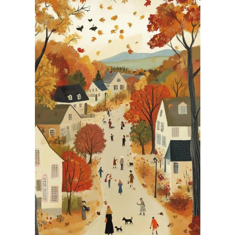 Halloween Ghost Town Canvas Wall Art | Whimsical Fall Print