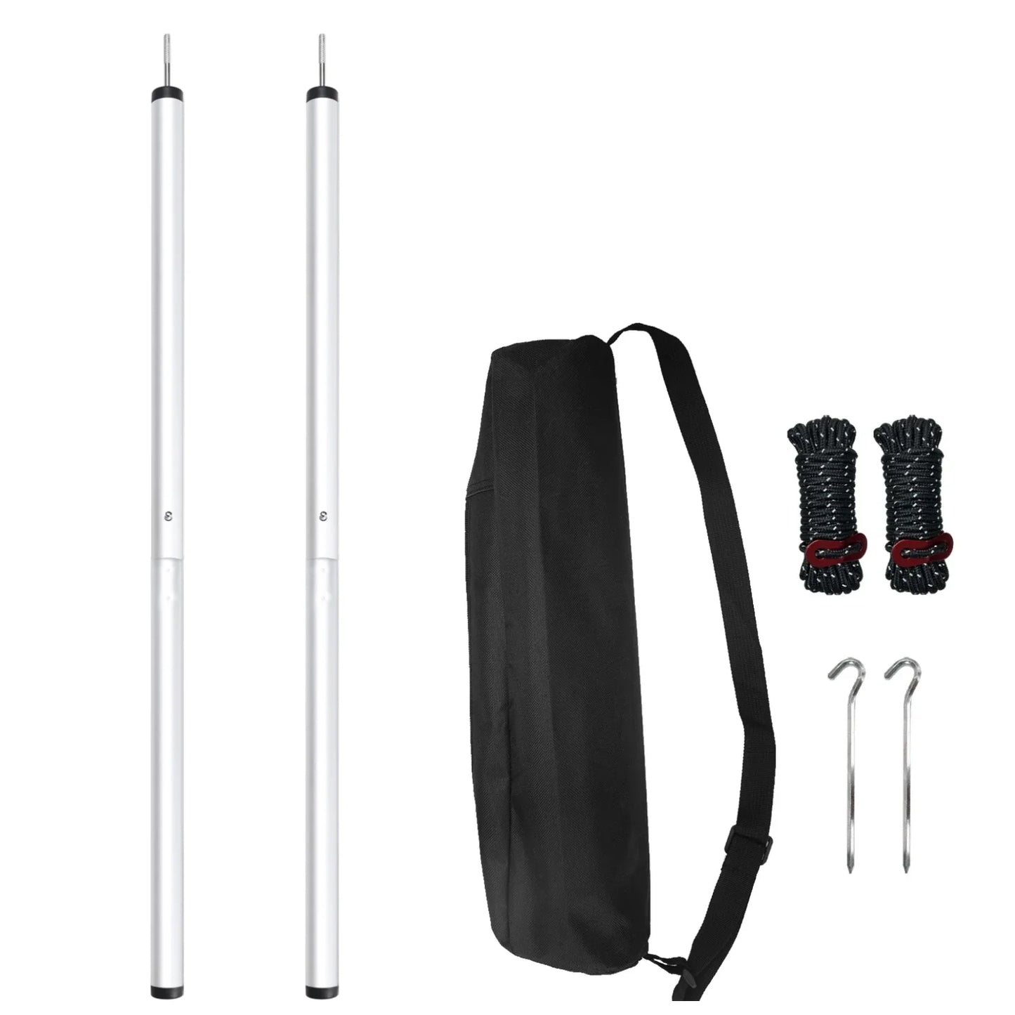 2.3M Aluminum Alloy Adjustable Camping Tarp Poles Telescoping Portable Adjustable Tent Poles for Beach Camping Shelter Awning Peaceful Pleasures Health and Wellness Aliuminum Alloy Set