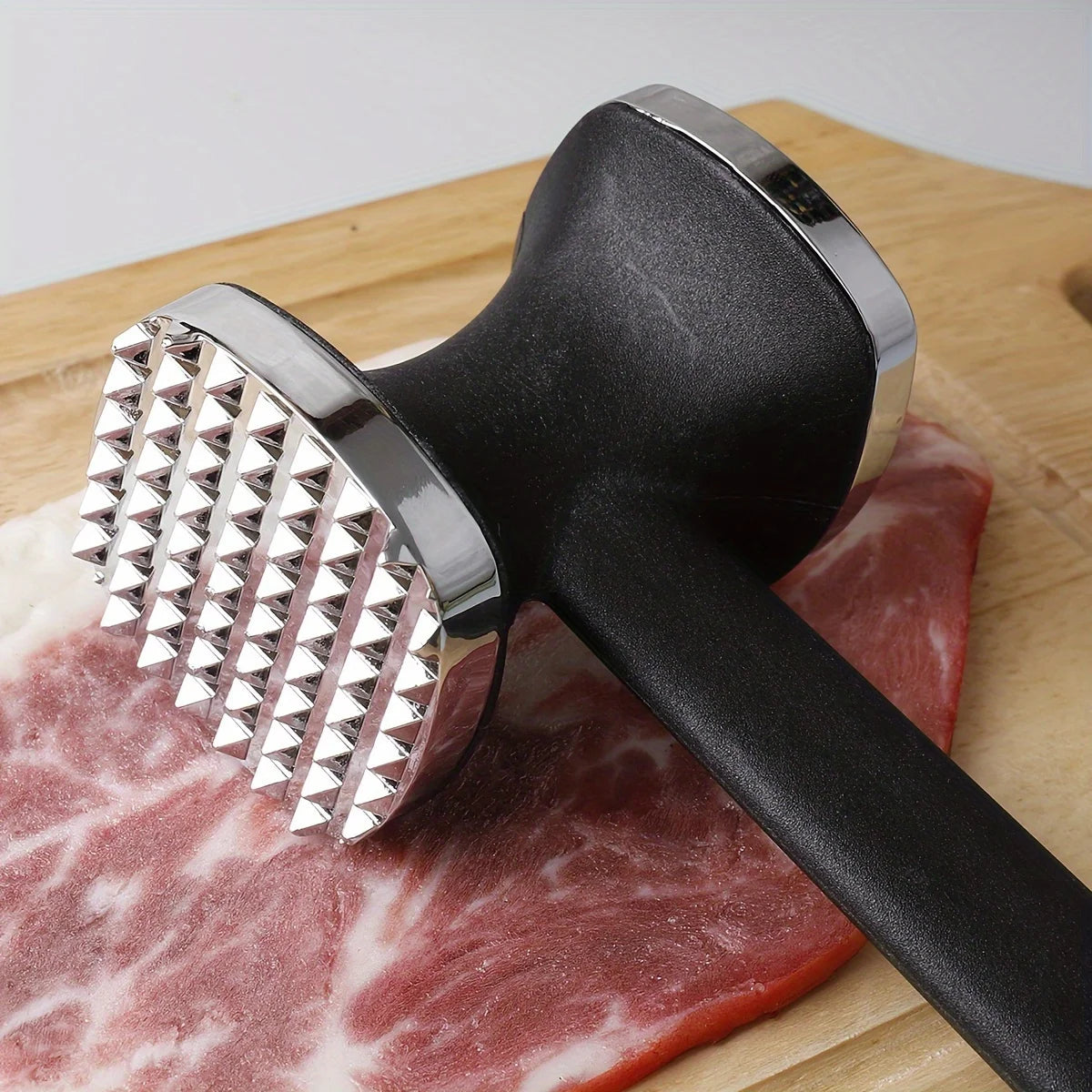 Heavy Duty Stainless Steel Meat Tenderizer Hammer | Rubber Grip