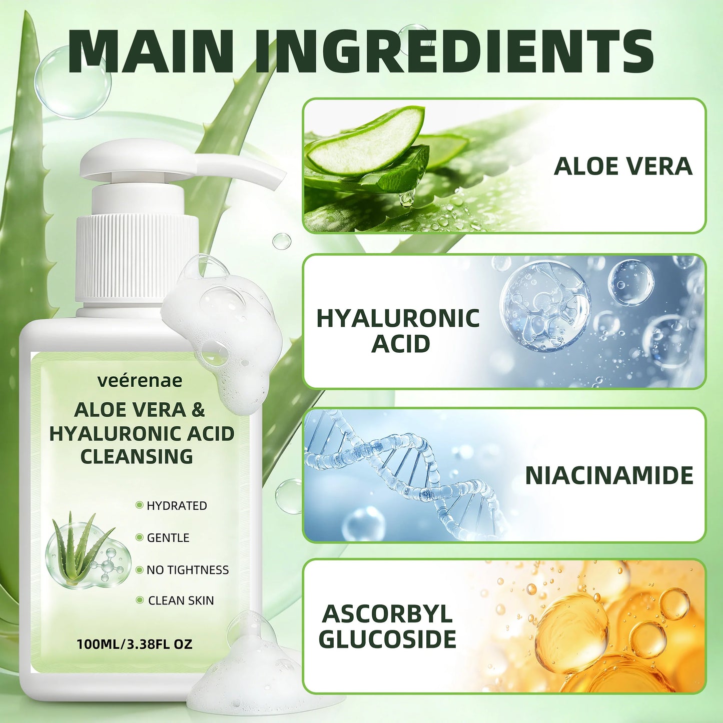 Aloe Vera & Hyaluronic Acid Face Wash | All Skin Types