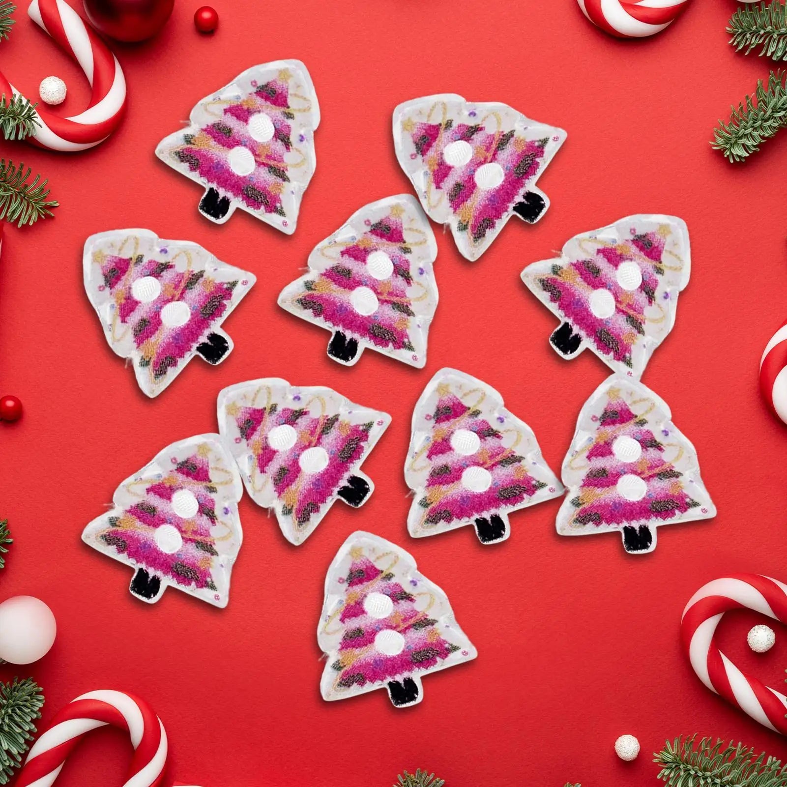 Christmas Buttons For Crafts 10-Piece Tree-Shaped Decoration Pin Ornament 2D Acrylic Christmas Craft Supplies For Holiday Peaceful Pleasures Health and Wellness