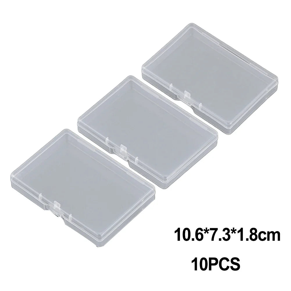 10-Pack Clear PP Plastic Rectangular Flat Storage Boxes