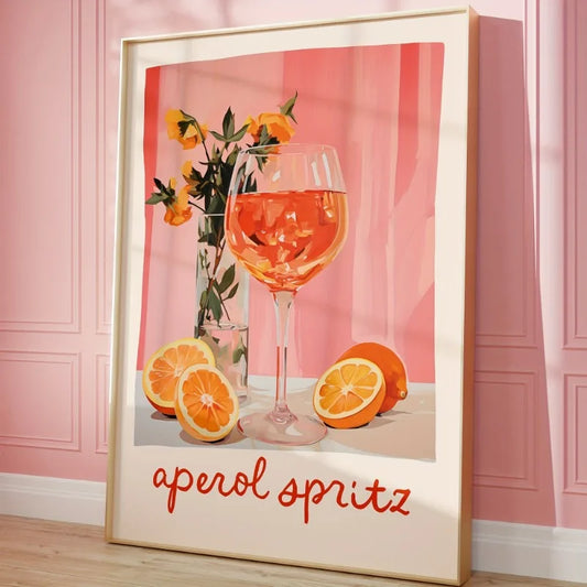 1pc Unframed Aperol Spritz Cocktail Poster, Modern Art Deco Style, Vintage Trendy Bar Cart Print, Painted Canvas Wall Art Peaceful Pleasures Health and Wellness