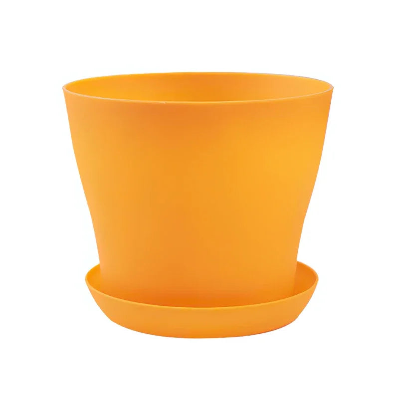 5-Size Round Plastic Planter Pots with Tray | Succulents & Bonsai