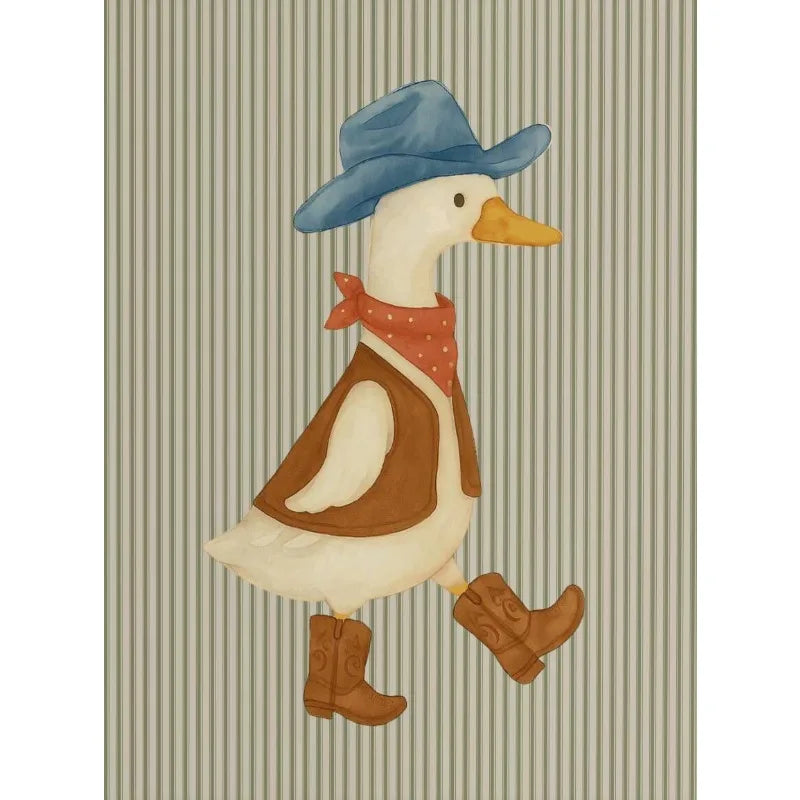 Vintage Cowboy Silly Goose Western Duck Frog Animals Cartoon Poster Canvas Painting Wall Art Pictures Home Bedroom Decor Peaceful Pleasures Health and Wellness 5 20x30cm Unframed