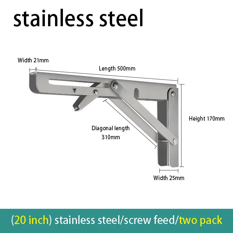 2PCS Folding Wall Shelf Brackets – Stainless Steel Right Angle
