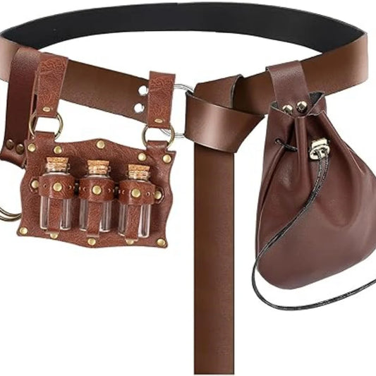 Medieval Belt Glass Magic Bottle Cover Copper Coin Waist Bag Peaceful Pleasures Health and Wellness StyleH 7PCS 1