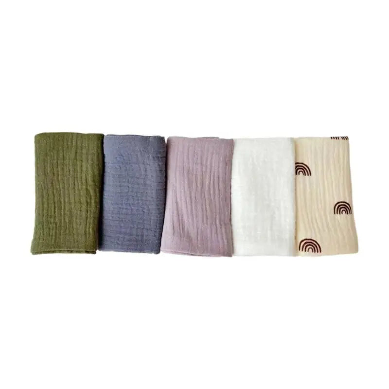 5-Pack Baby Burp Cloths | 4-Layer Soft Cotton Face Towels