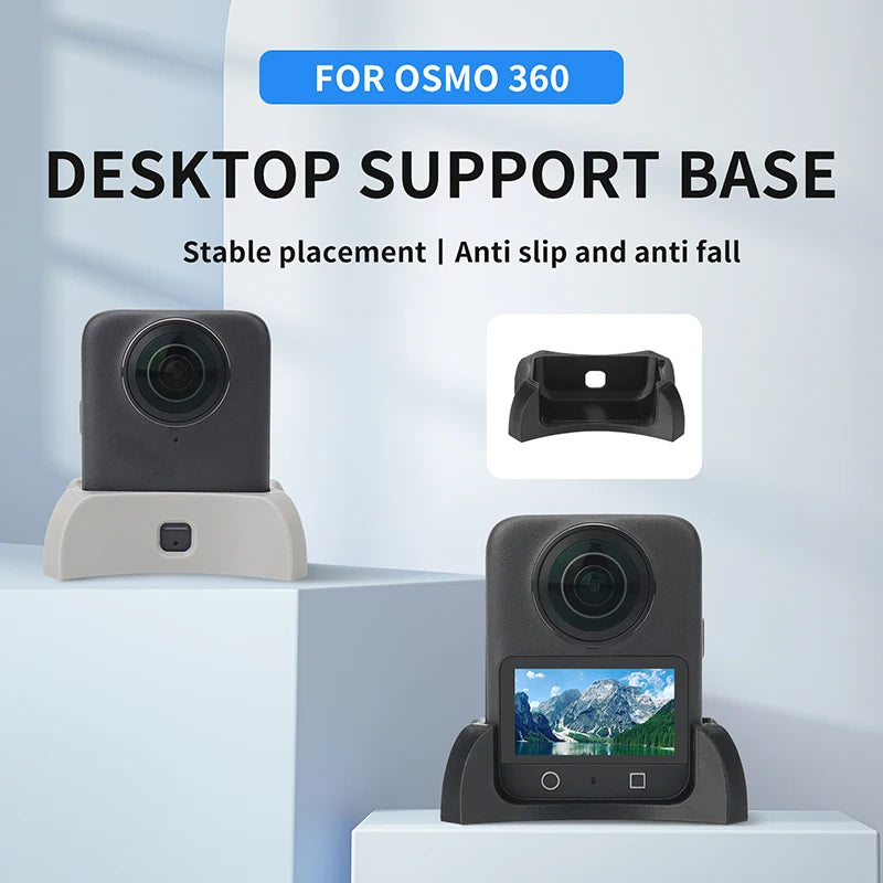 Anti-Slip And Anti-Drop Stable Soft Rubber Base For The Desktop Fixed Base Of DJI OSMO 360 Camera Black/Grey Peaceful Pleasures Health and Wellness grey