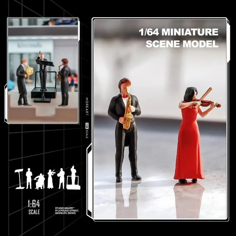 1/64 Scale Miniature Violinist Resin Figurines – Set of 6