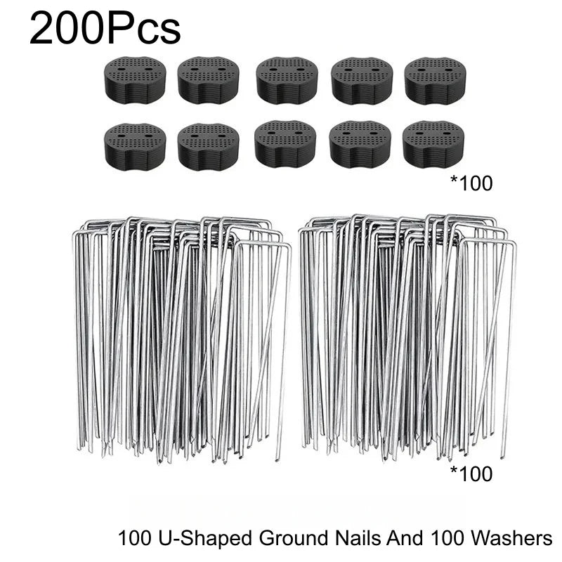 Heavy-Duty U-Shaped Tent Pegs & Ground Stakes with Washers