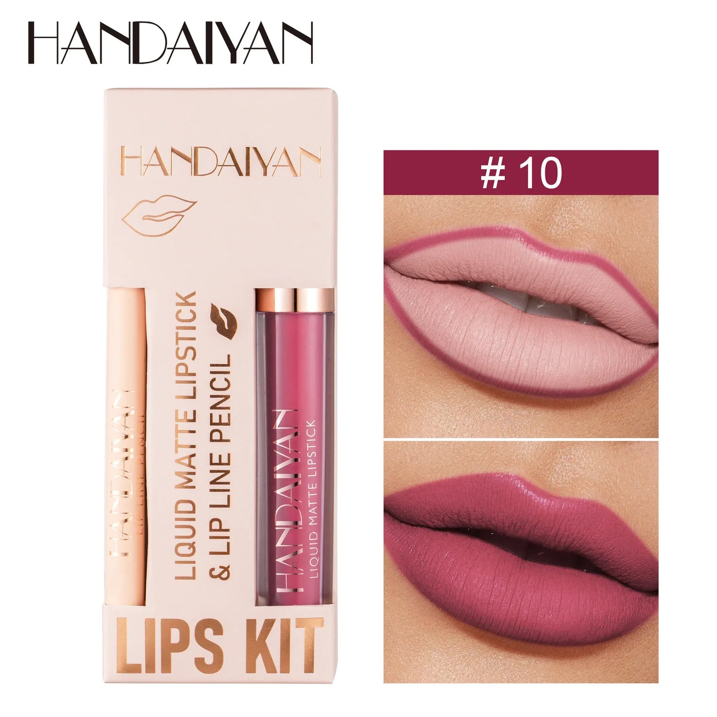Handaiyan 2-in-1 Matte Lipstick & Lip Liner Set | 12 Shades
