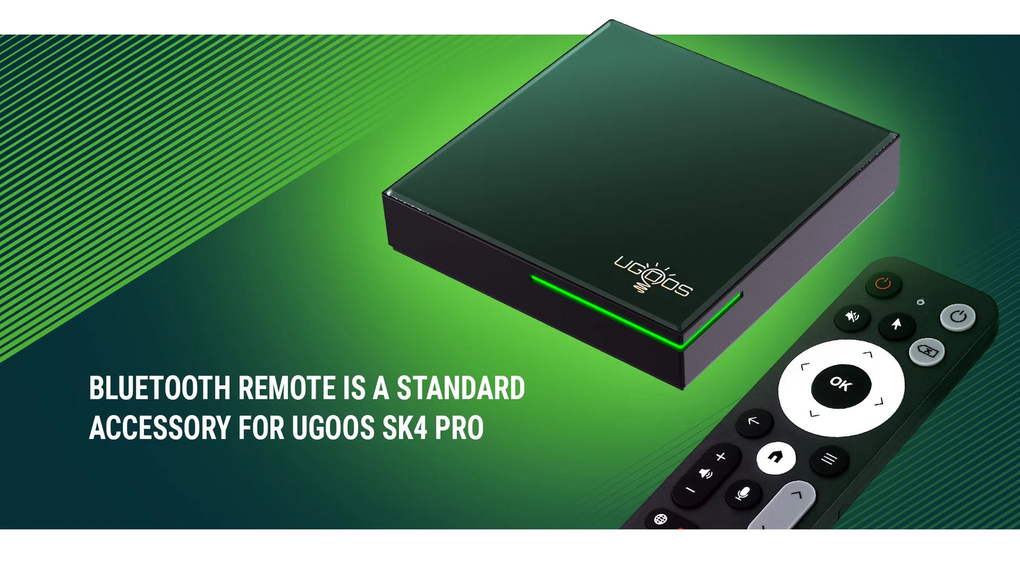 UGOOS SK4 Pro Android 14 Smart TV BOX Amlogic S905X5M-K BT5.4 LPDDR4 4G 64G AI-SR AV1 HDR Set Top Box Support Dolby Dolby Audio Peaceful Pleasures Health and Wellness