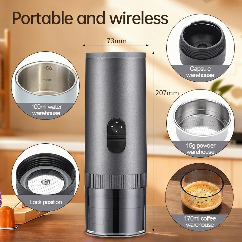 Portable 3-in-1 Espresso Machine 20 Bar USB Car & Camping
