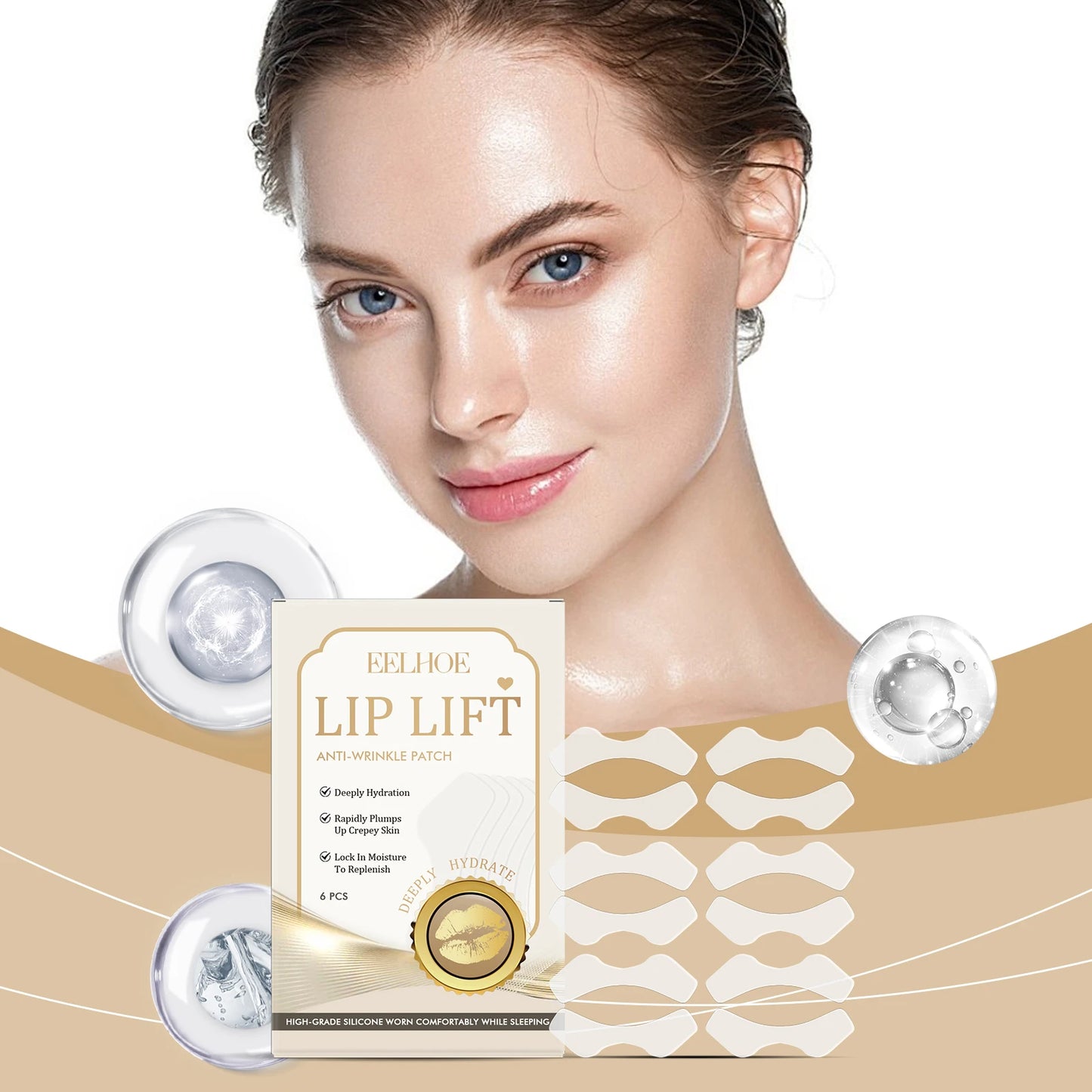 EELHOE Anti-Wrinkle Lip Patches | Hydrating Firming Mask 6pc Anti-Aging Lip Patch Peaceful Pleasures Health and Wellness