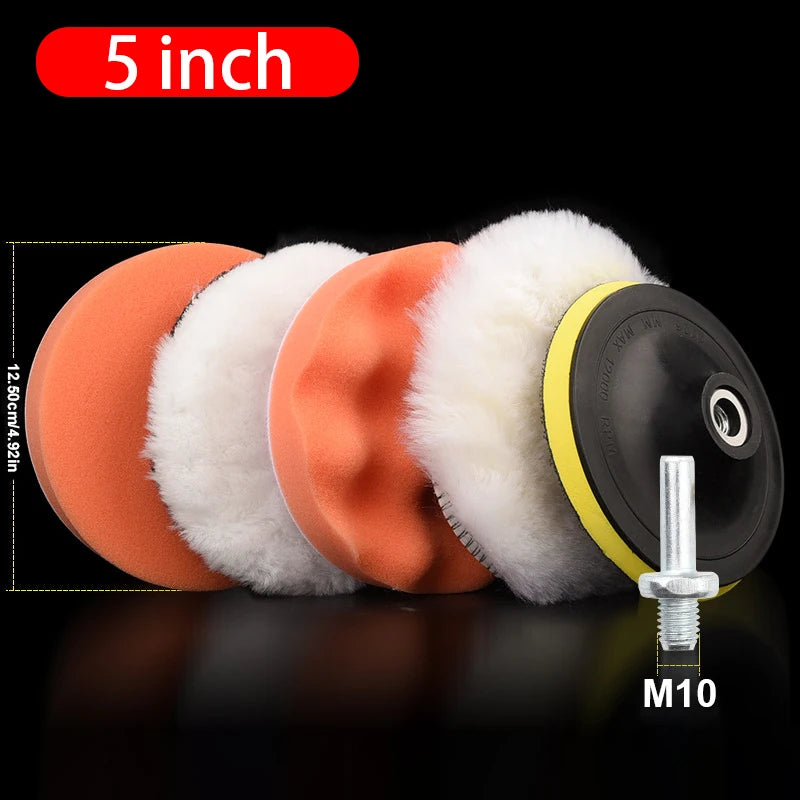 6-Piece Car Polishing Foam Pad Kit | 3/4/5 Inch Buffer Pads